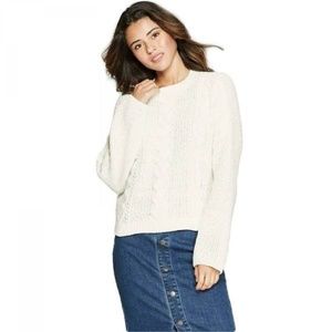 Universal Thread Chenille Cream Cable Knit Sweater